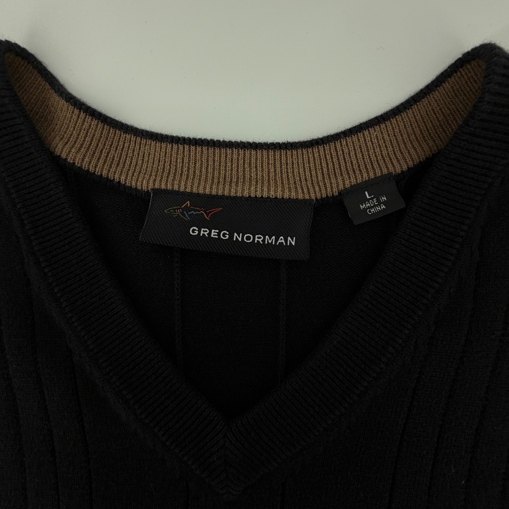 Greg Norman Mens V Neck Ribbed Knit Sweater‎ Vest Black Size L Golf Casual Black - Picture 5 of 10